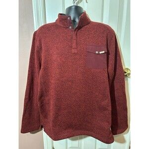 Woolrich 1/4 Snap Pullover Mens XL Mock Neck Red Sweater Pocket Outdoor Classic